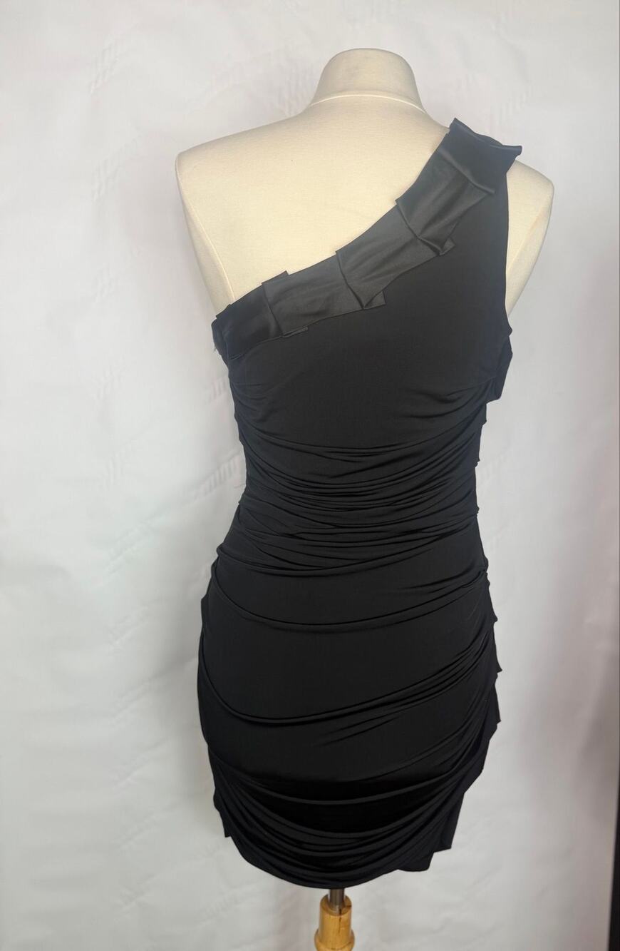 Pompous Girly Black Rouched Dress Mini
